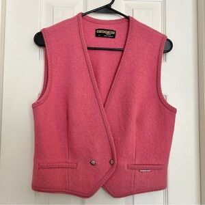 Vintage Geiger Vest Pink 100% Boiled Wool Austria Size 42 or U.S. Size Small